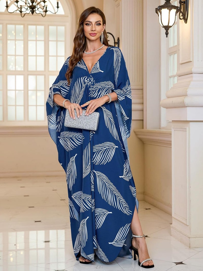KEYLORTING Women’s Kaftan Beach Cover Up Dress Plus Size Summer Swimsuit Loungewear Maxi Dress - Image 4